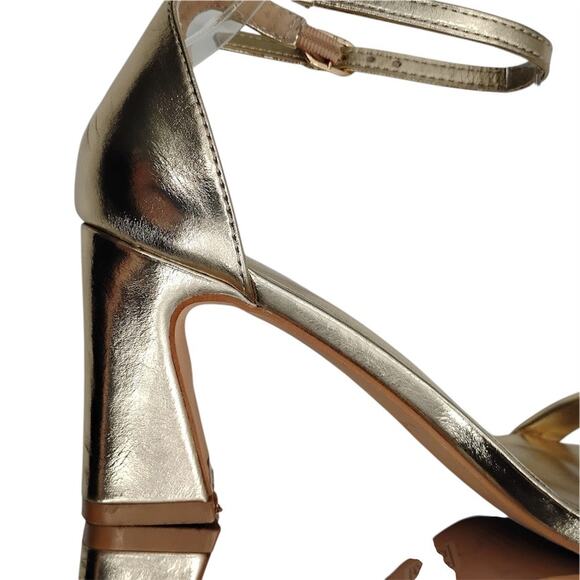 Chinese Laundry Velma Metallic Gold Heels Sandals Ankle Strap Size 38.5 8 - Picture 6 of 10